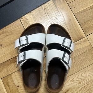 White Birkenstock Arizona Double Strap Sandals